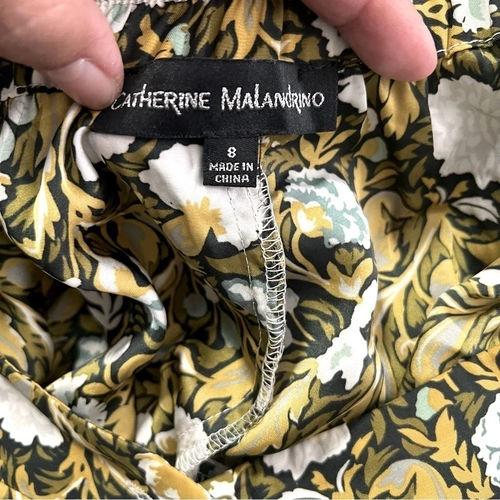 Catherine Malandrino Women’s Floral A-Line Maxi Skirt Sz 8 Black/Gold/White EUC